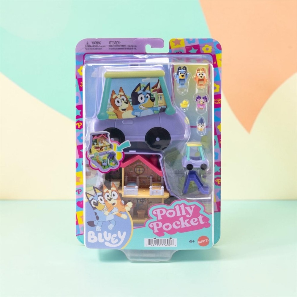 Polly Pocket Micro Bluey Compact  Playset Including 7 Accessories  Bluey & Bingo